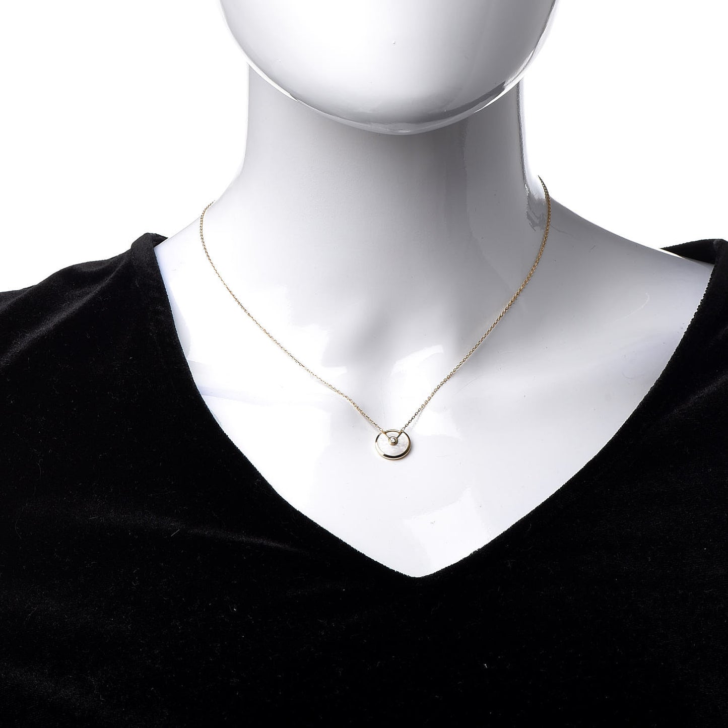18K Yellow Gold Diamond Mother of Pearl XS Amulette de Cartier Pendant Necklace