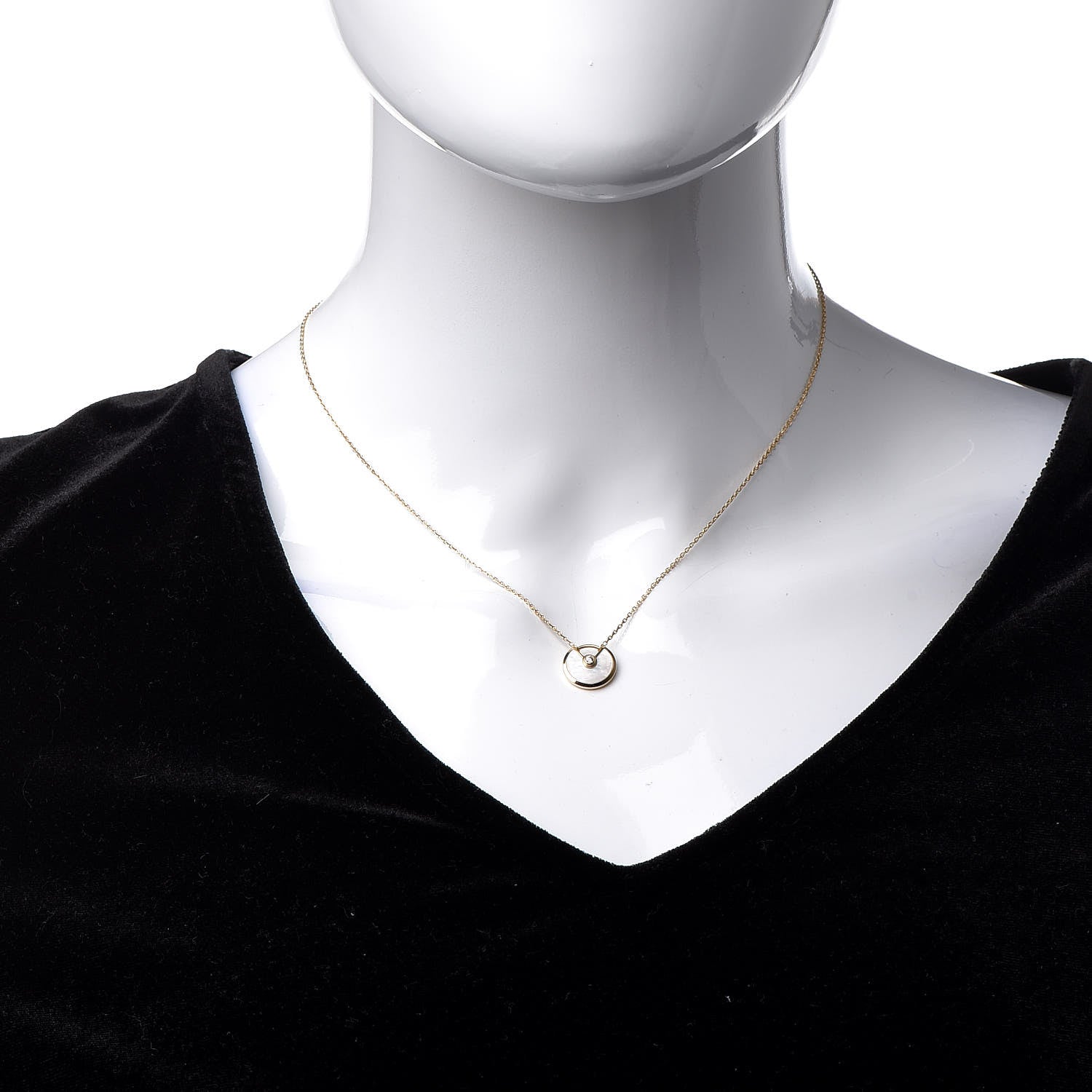 Cartier 18K Yellow Gold Diamond Mother of Pearl XS Amulette de Cartier Pendant Necklace 3 of 8