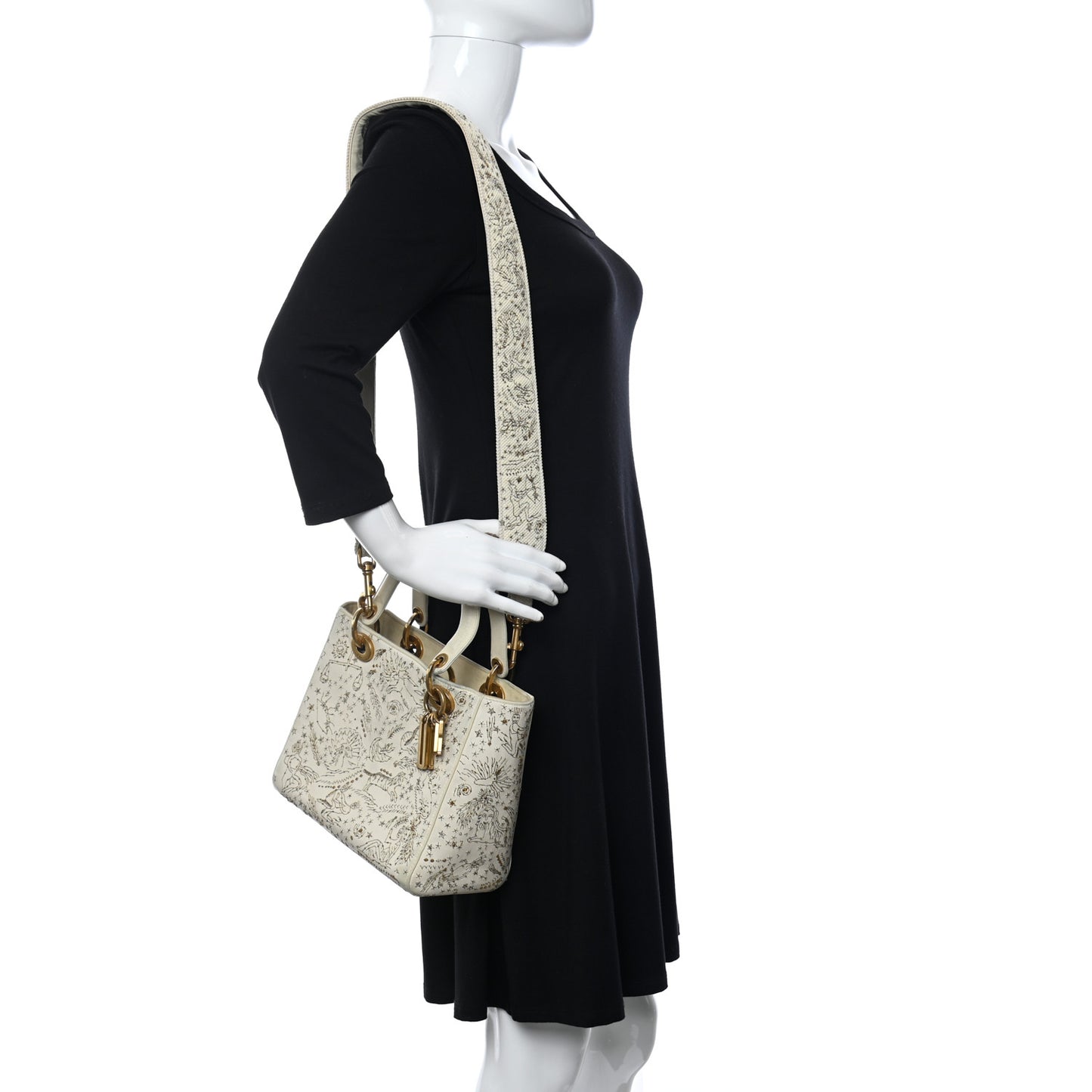 Embroidered Medium Lady Dior White Multicolor