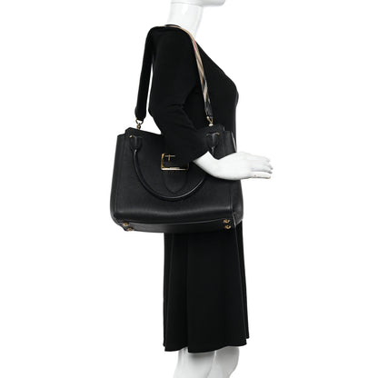 Burberry Soft Grain Calfskin Medium Buckle Tote Black 2 of 15