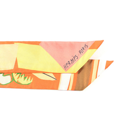Hermes Silk Sea Surf and Fun Twilly Orange Jaune Camel 2 of 3