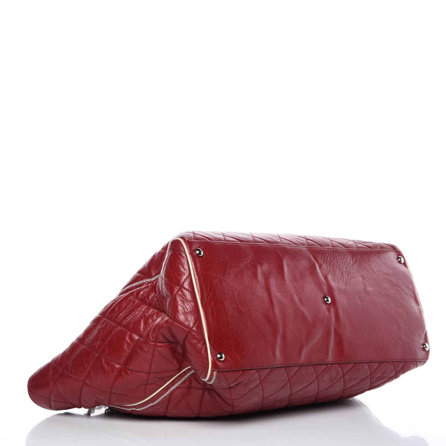 Chanel Lambskin Quilted East West Large Tote Red 4 of 12