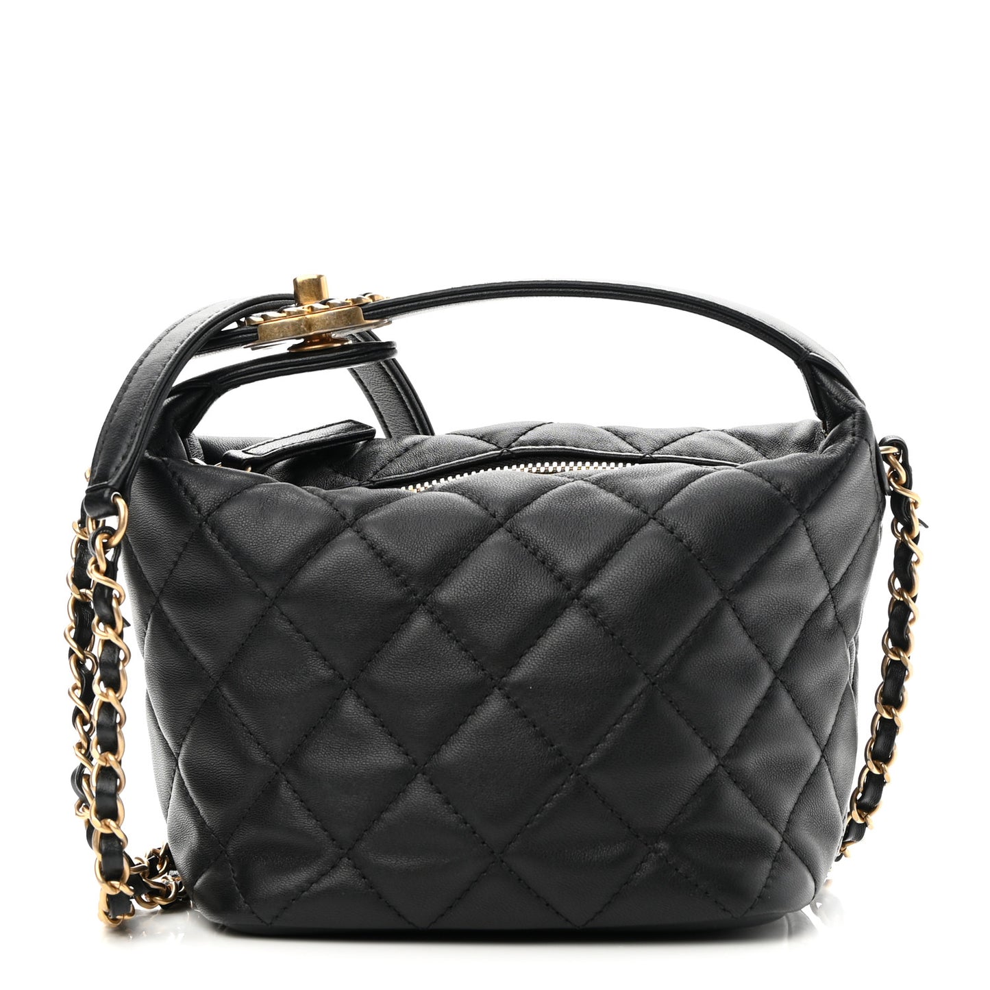 Lambskin Quilted Small Perfect Meeting Hobo Black