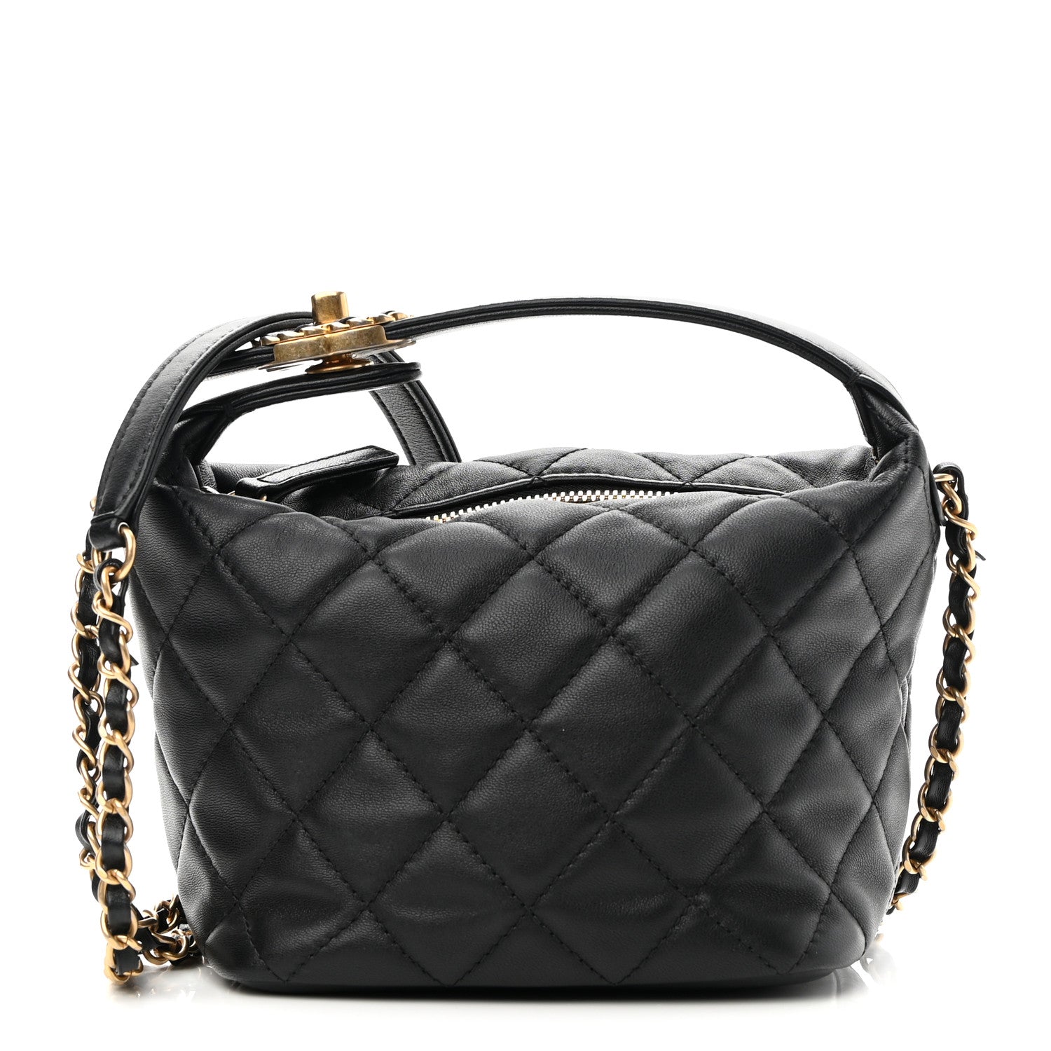 Chanel Lambskin Quilted Small Perfect Meeting Hobo Black 1 of 9
