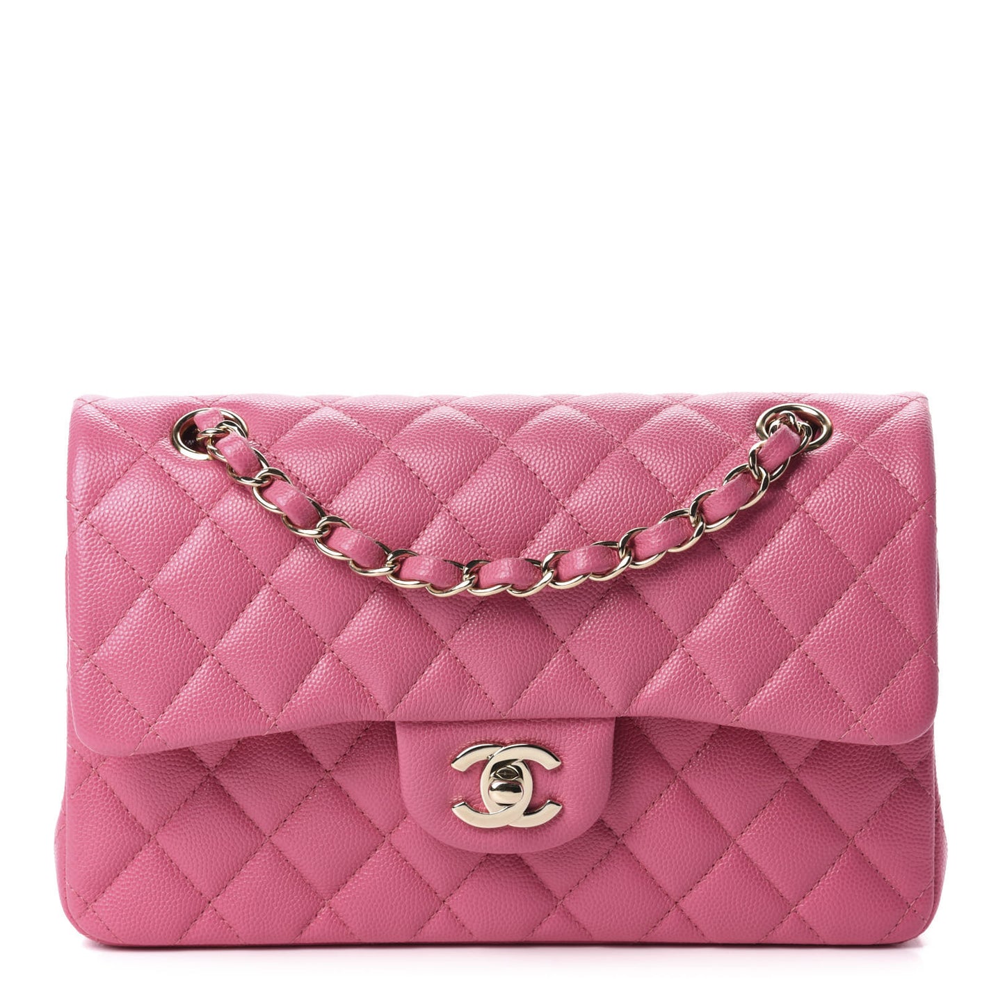 Caviar Quilted Small Double Flap Pink