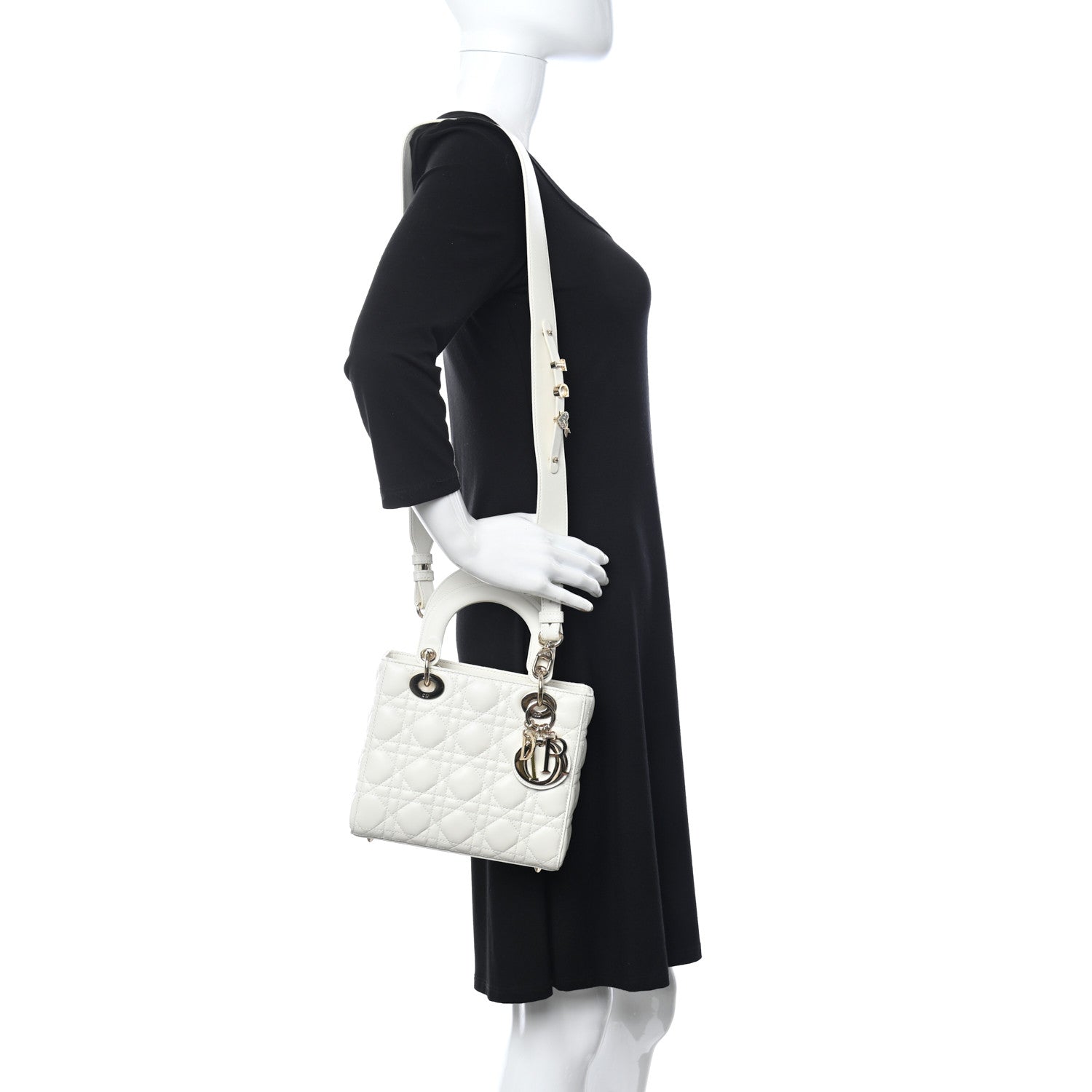 Christian Dior Lambskin Cannage Small My ABCDior Lady Dior White 2 of 10