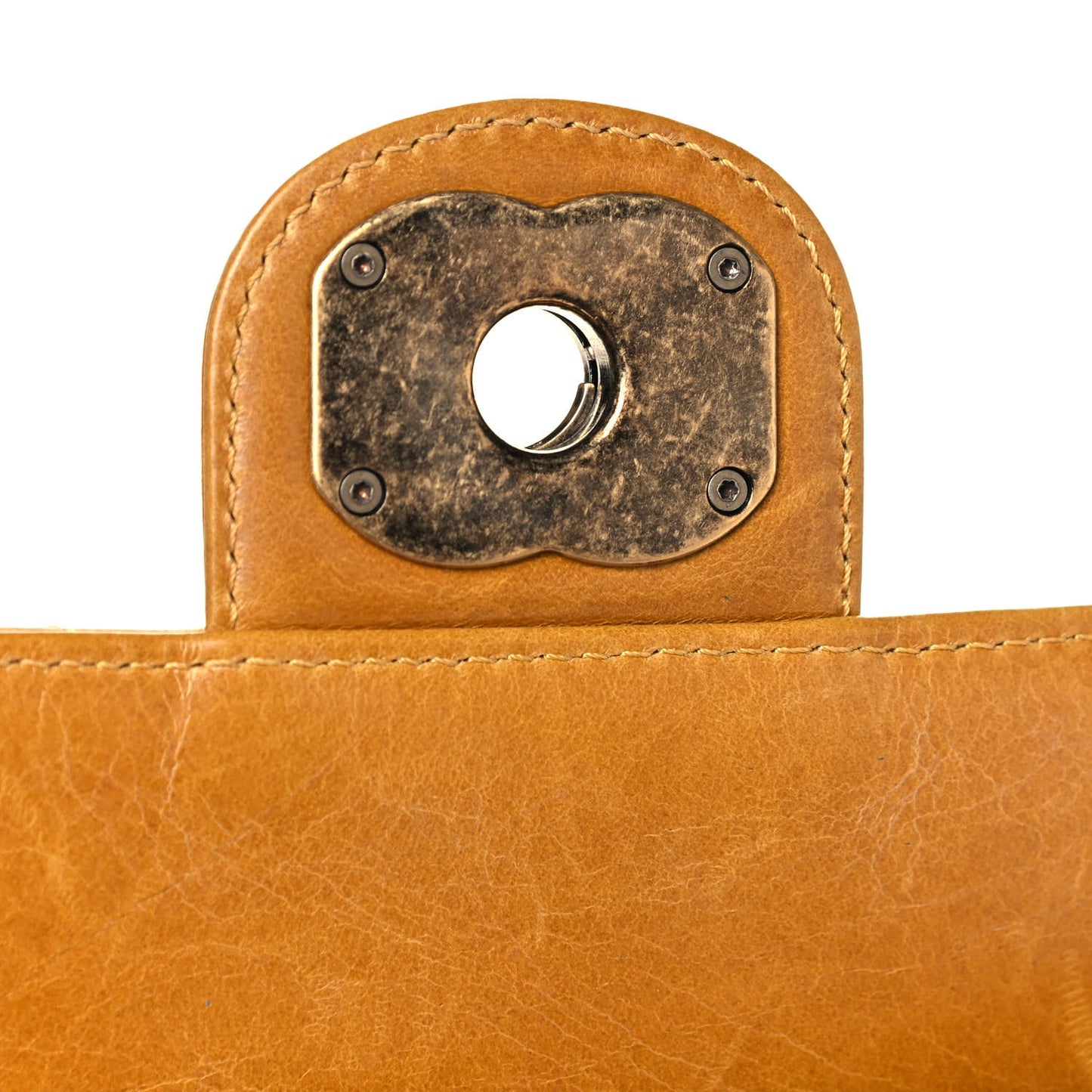 Glazed Calfskin Quilted Medium Perfect Edge Flap Yellow