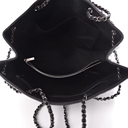 Chanel Metallic Grained Calfskin Woven Chain Large Shopping Bag Black 5 of 10