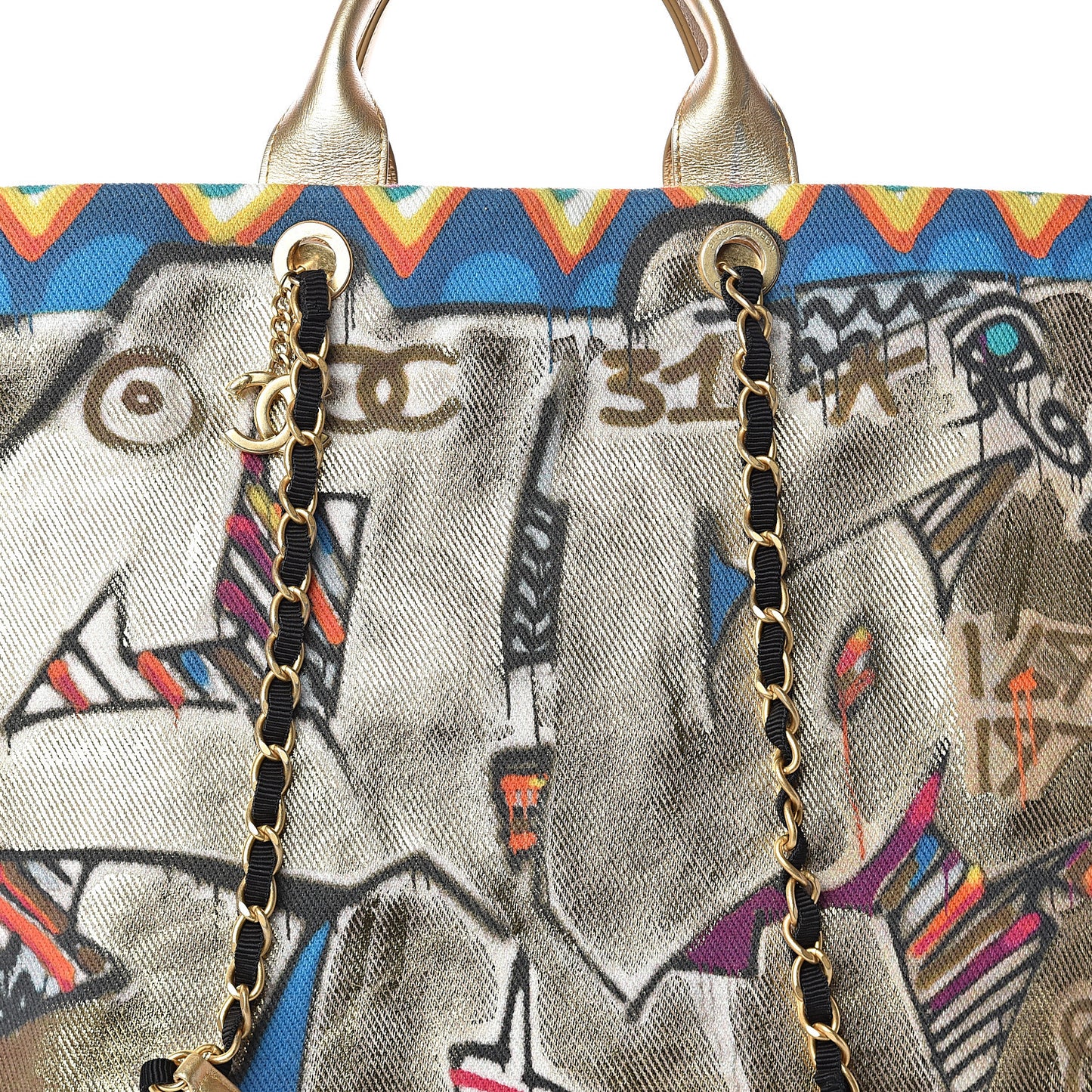 Graffiti Printed Canvas Street Spirit Tote Multicolor