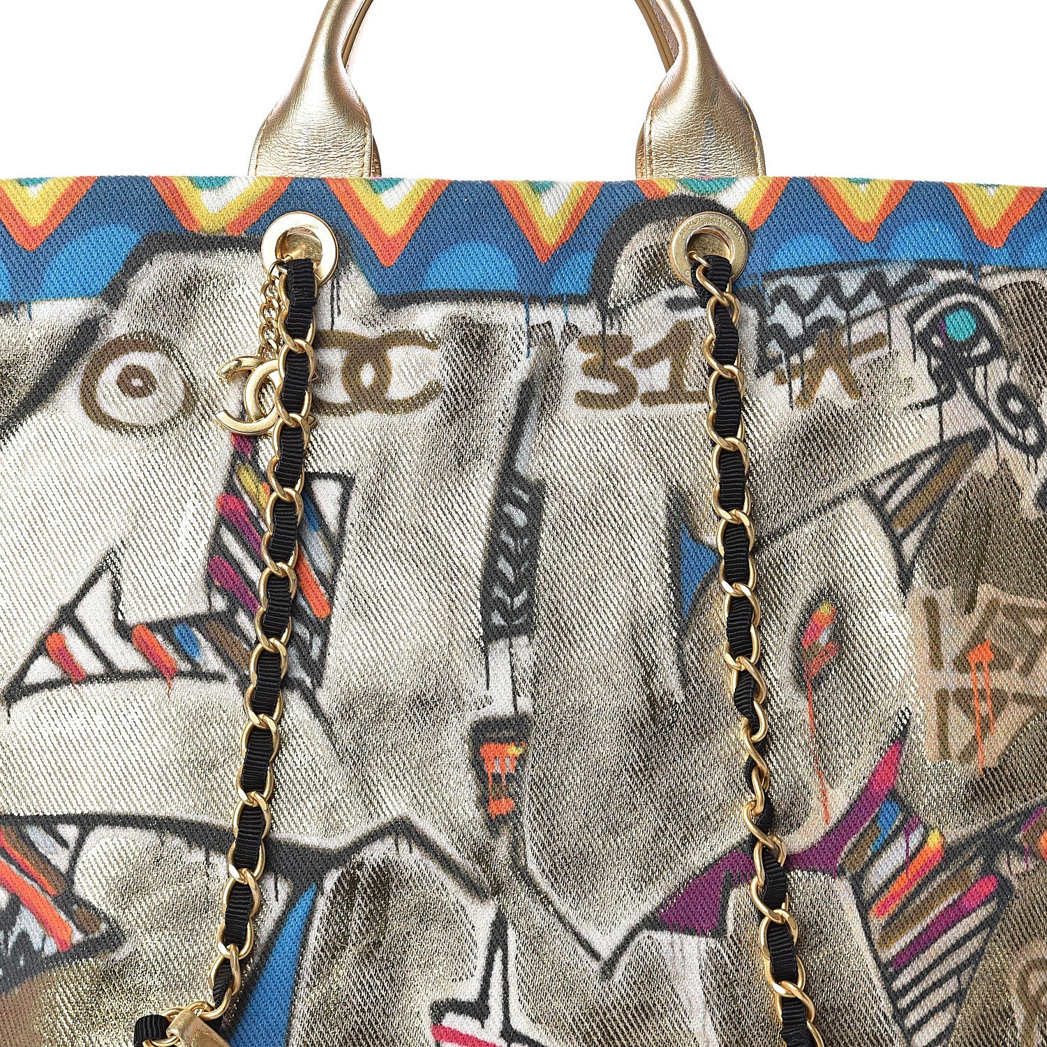 Chanel Graffiti Printed Canvas Street Spirit Tote Multicolor 7 of 9