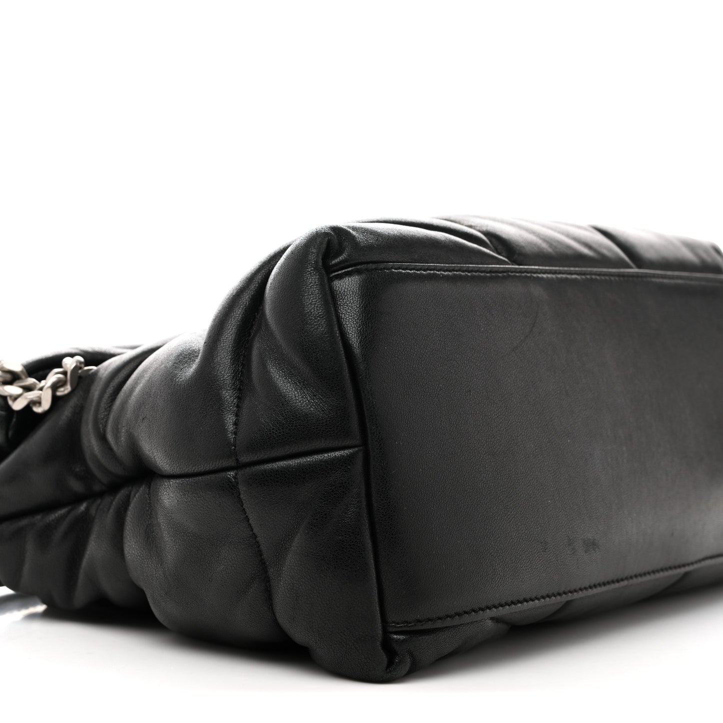 Lambskin Quilted Medium Loulou Puffer Monogram Chain Satchel Black
