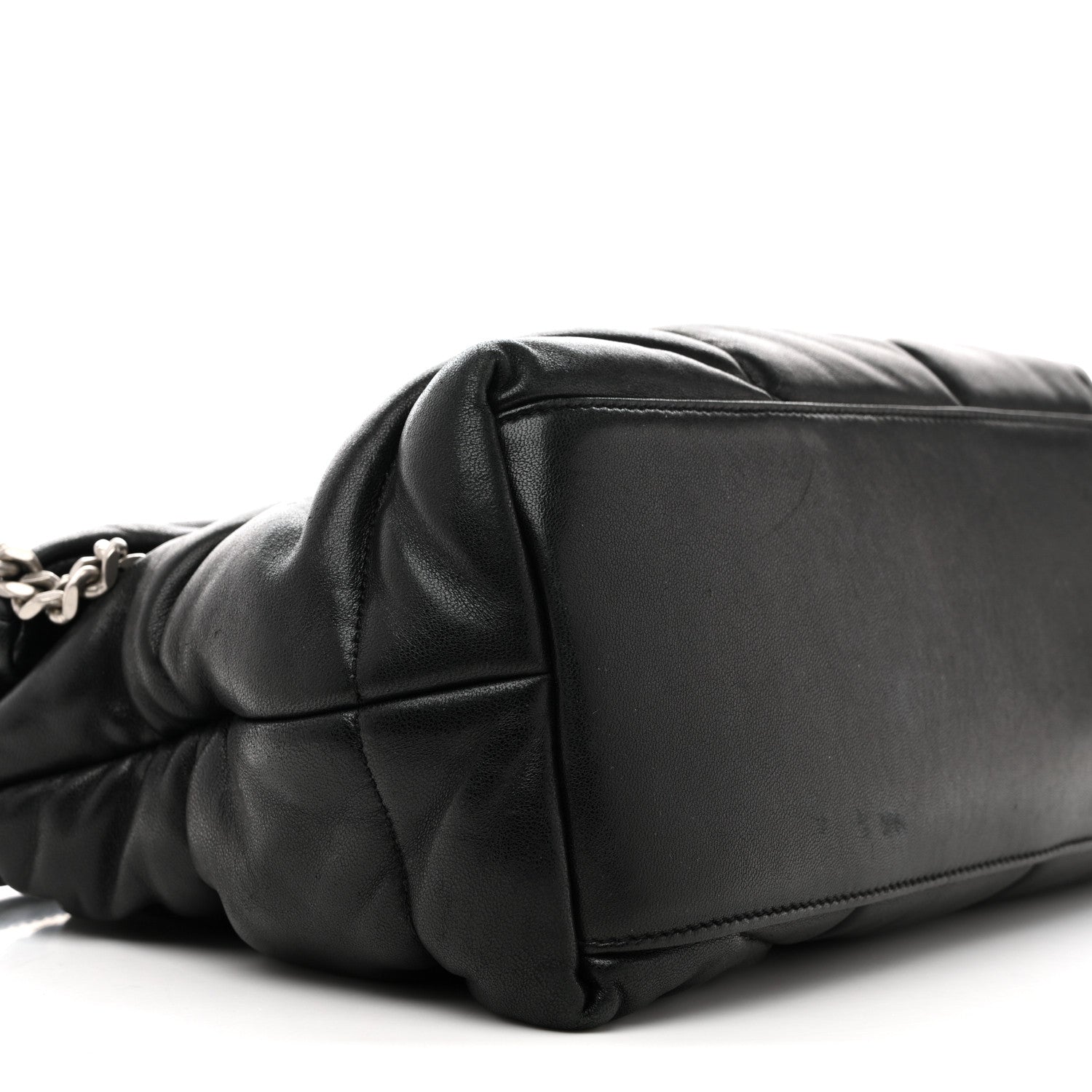 Saint Laurent Lambskin Quilted Medium Loulou Puffer Monogram Chain Satchel Black 9 of 15