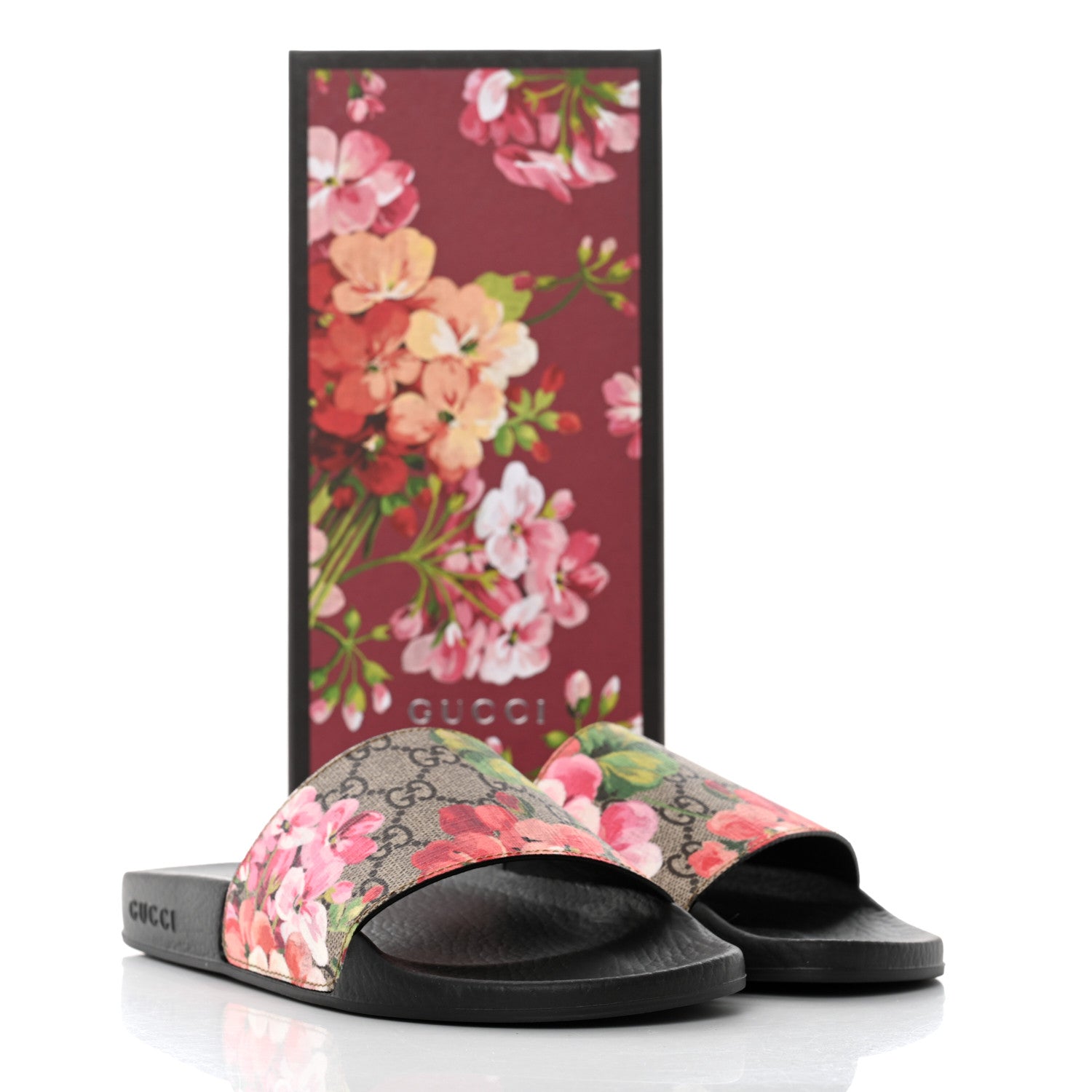 Gucci GG Supreme Monogram Blooms Slide Sandals 38 Beige Multicolor 8 of 8