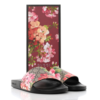 Gucci GG Supreme Monogram Blooms Slide Sandals 38 Beige Multicolor 8 of 8