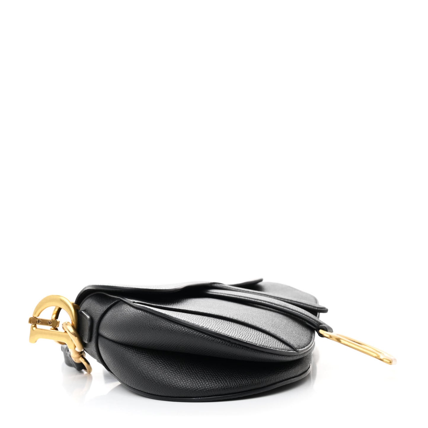 Grained Calfskin Saddle Bag With Strap Black