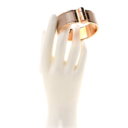 Hermes Enamel Wide Charniere Uni Hinged Bracelet S Beige Rose 2 of 5