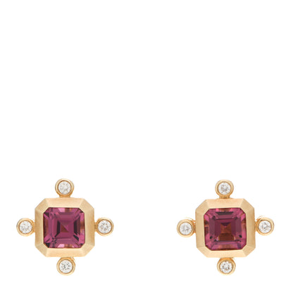 David Yurman 18K Yellow Gold Diamond Pink Tourmaline Novella Stud Earrings 1 of 4