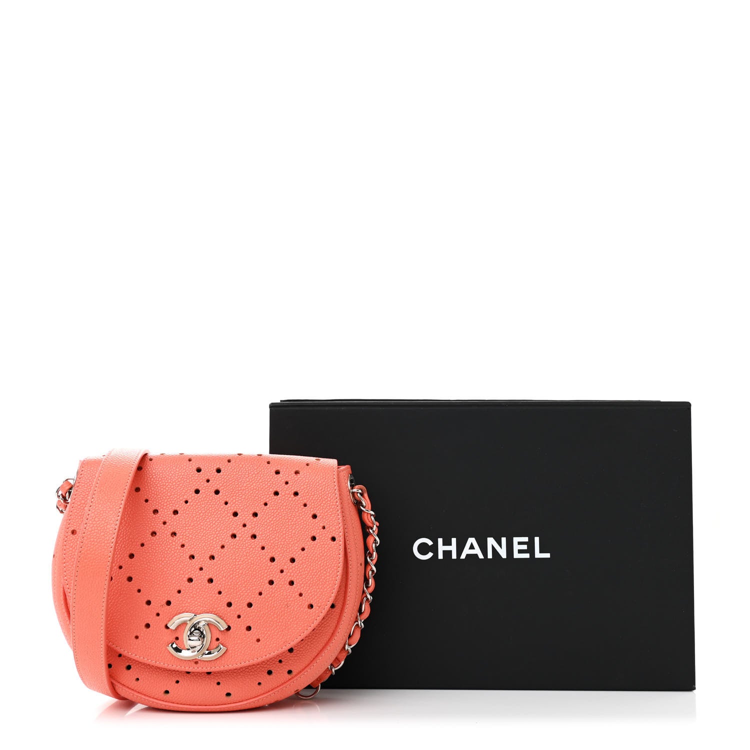 Chanel Caviar Perforated Messenger Bag Coral 11 of 11