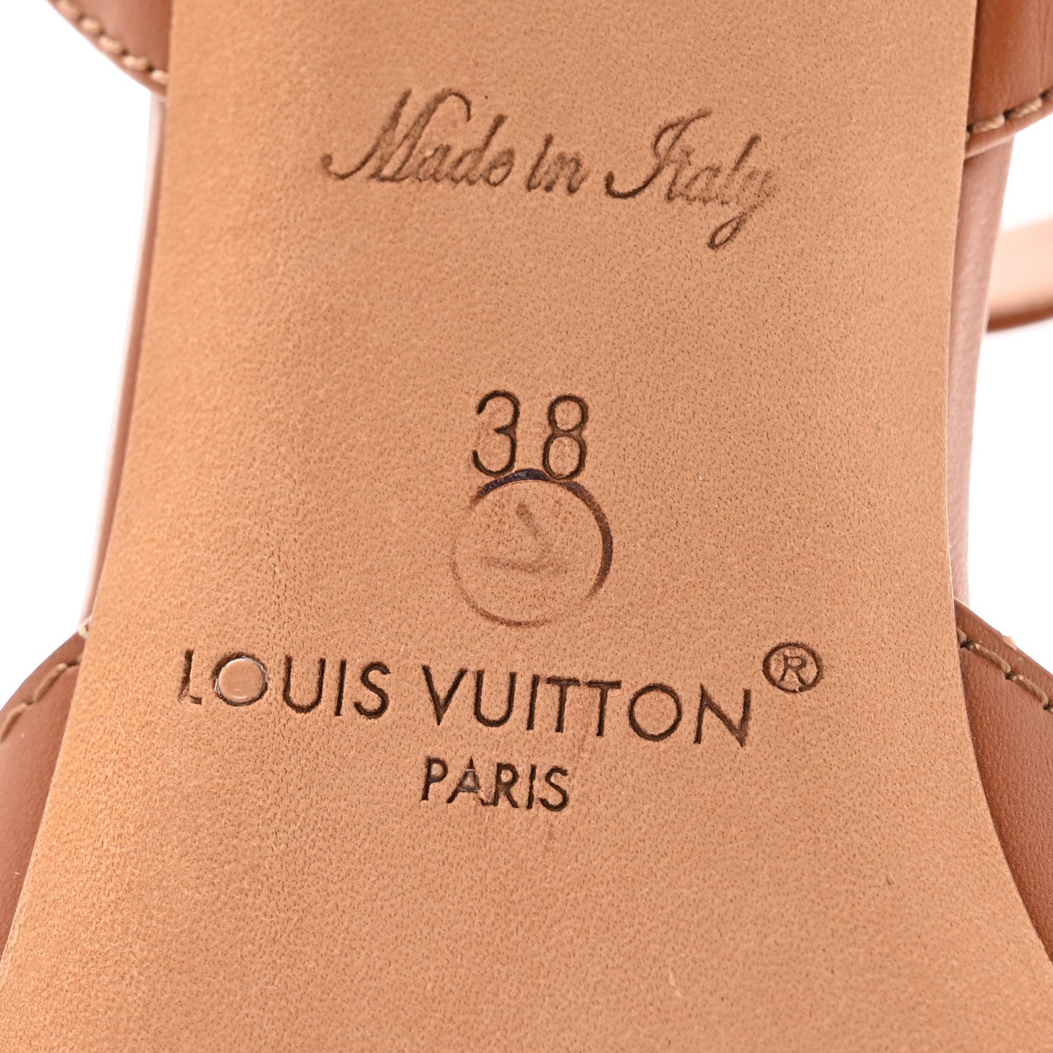 Louis Vuitton Calfskin LV Isola Sandals 38 Cognac 7 of 11