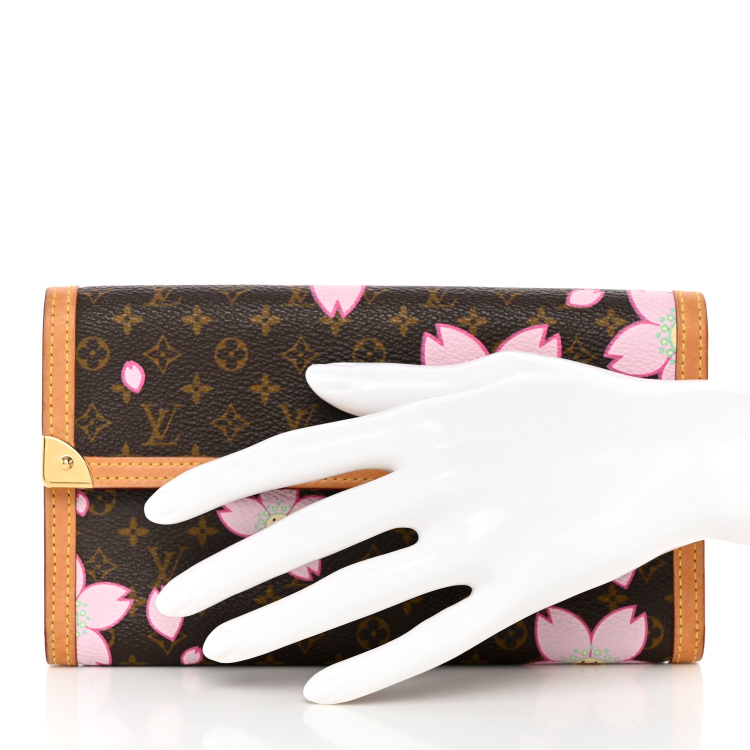 Louis Vuitton Monogram Cherry Blossom Porte Tresor International Wallet Brown 2 of 17