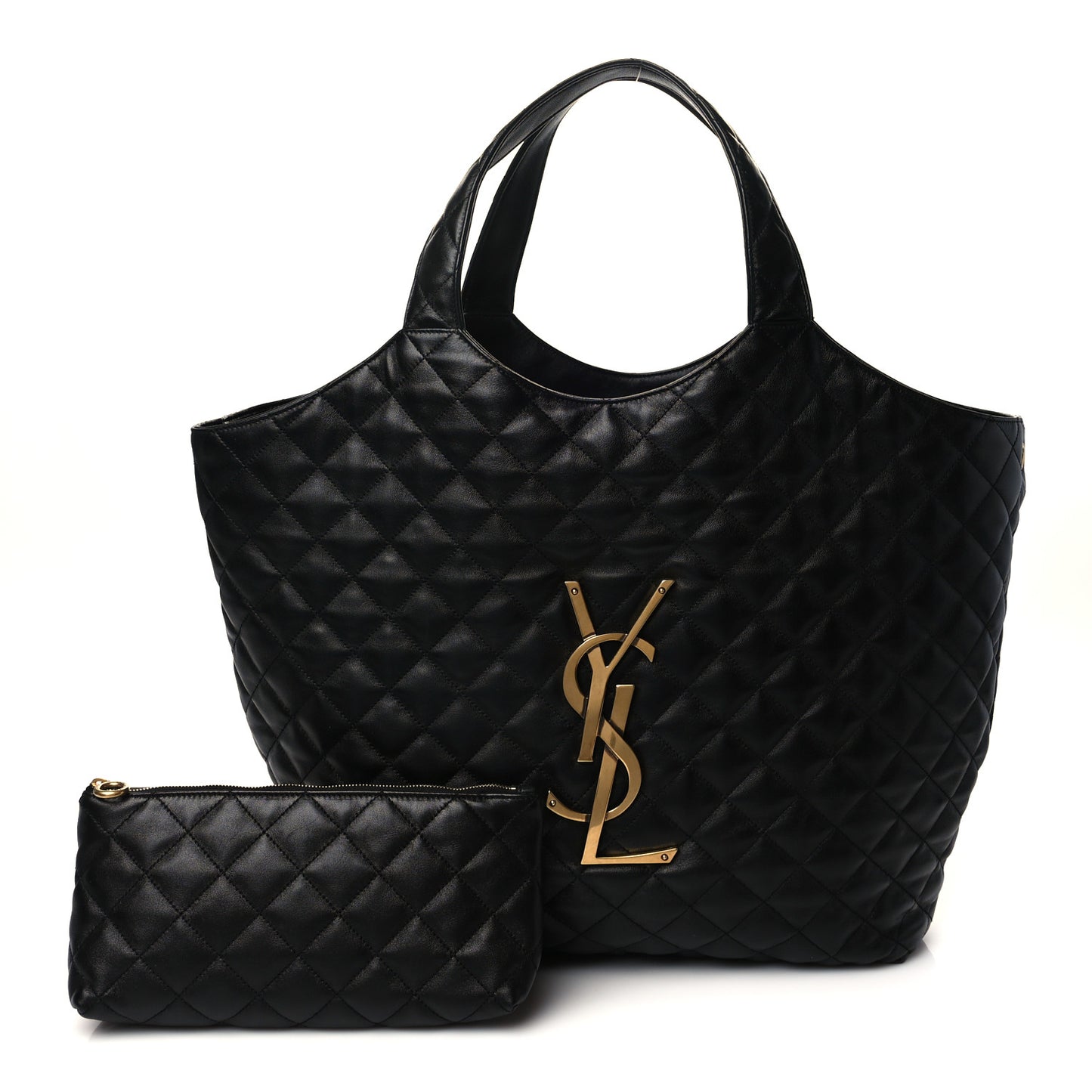Lambskin Quilted Maxi Icare Shopping Tote Black