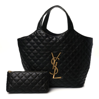 Saint Laurent Lambskin Quilted Maxi Icare Shopping Tote Black 1 of 7