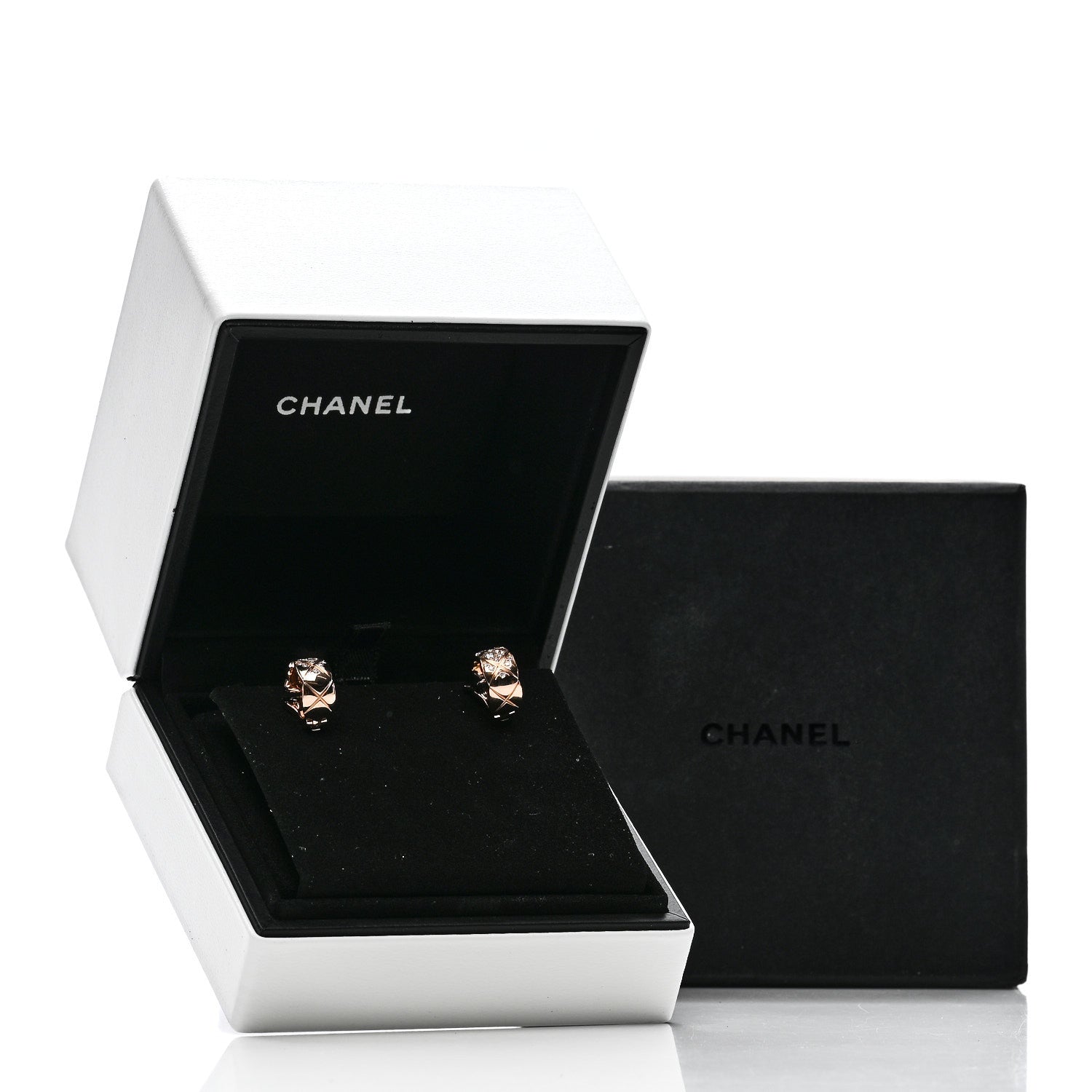 Chanel 18K Beige Gold Diamond Coco Crush Hoop Earrings 5 of 5