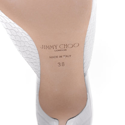 Jimmy Choo Calfskin Crocodile Embossed Rav 65 Mule Pumps 38 Latte 6 of 11