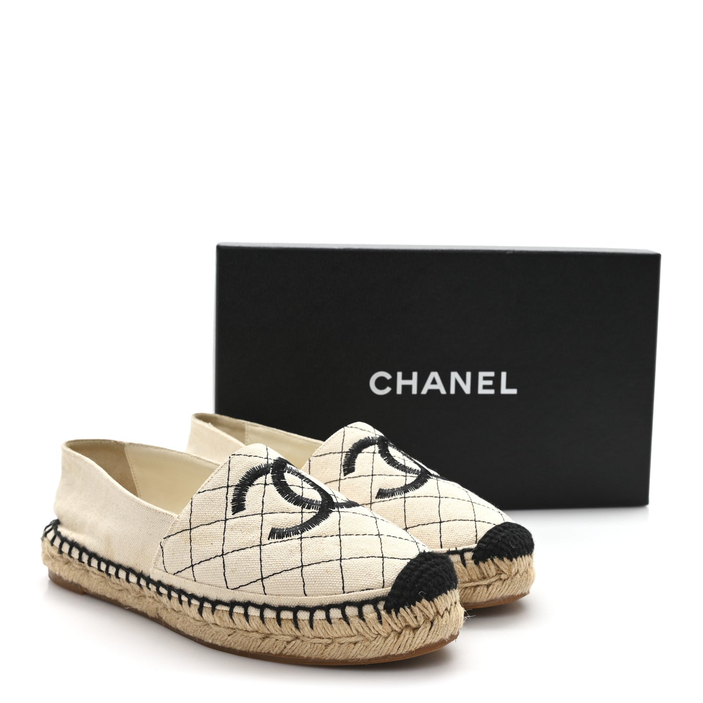 Fabric Biarritz CC Espadrilles 38 Beige Black
