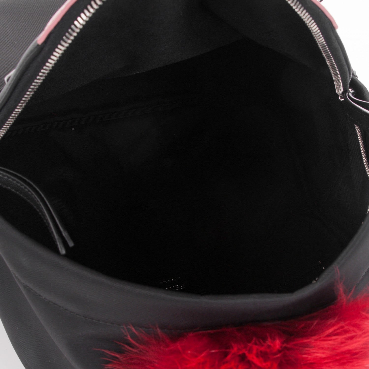 Fendi Nylon Vitello Dolce Elaphe Fox Fur Monster Eyes Backpack Black Natural Bordeaux Multicolor 6 of 8