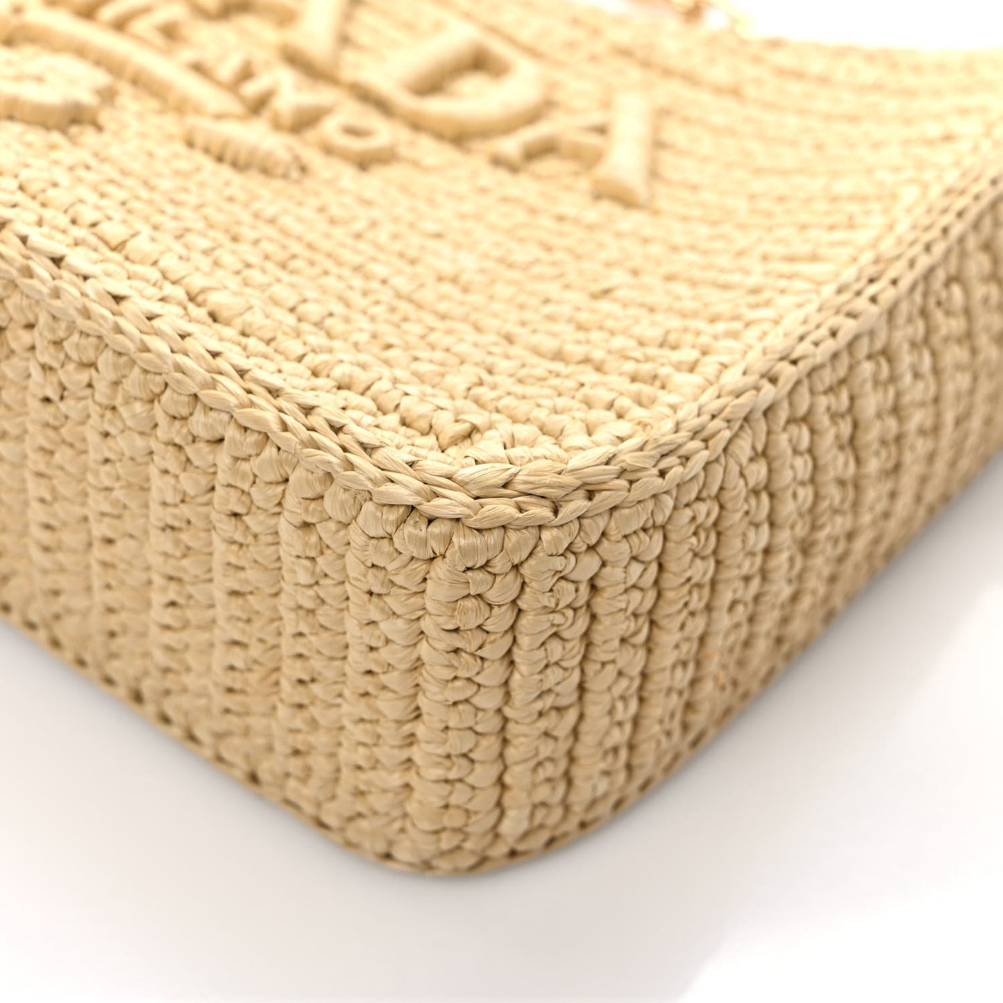Yarn Raffia Effect Crochet Mini Re-Edition 2000 Shoulder Bag Naturale