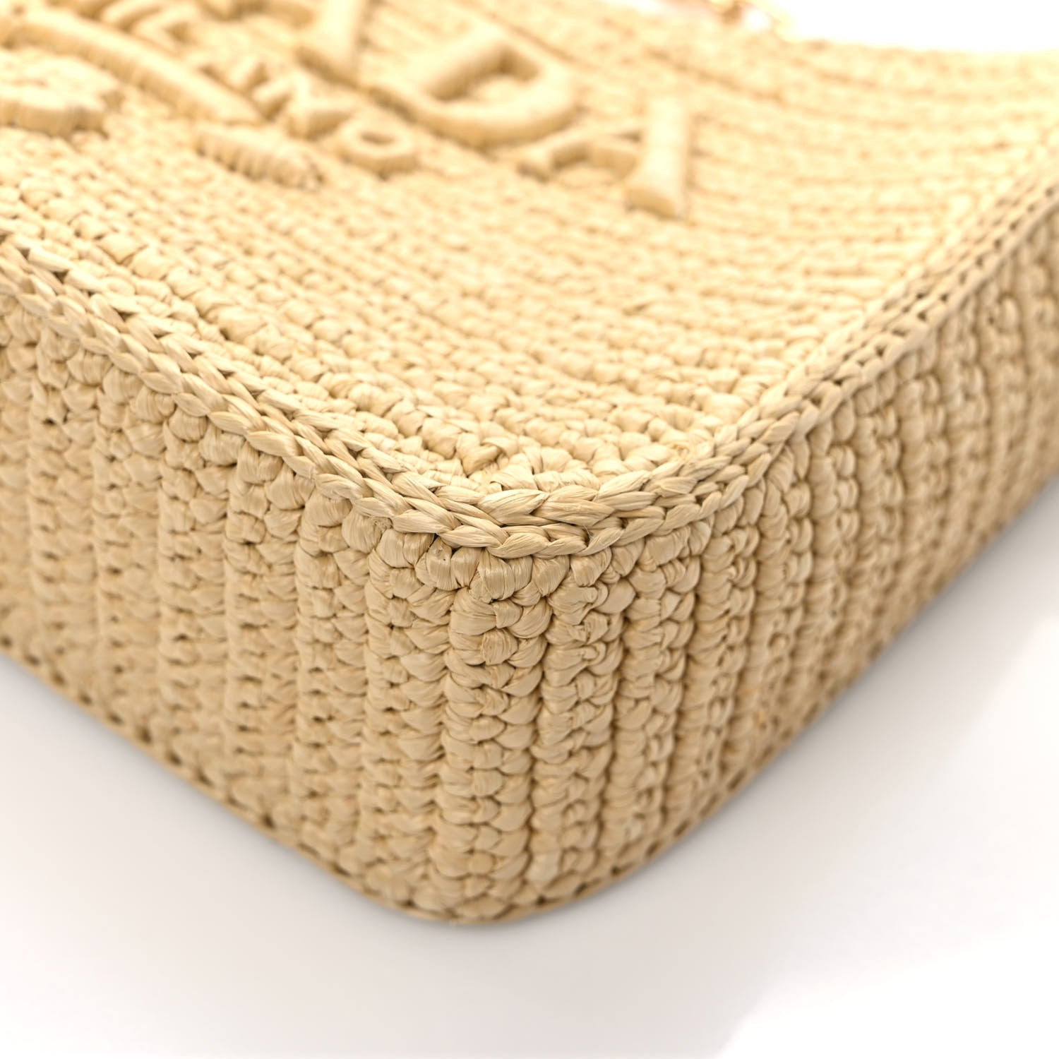 Prada Yarn Raffia Effect Crochet Mini Re-Edition 2000 Shoulder Bag Naturale 9 of 9