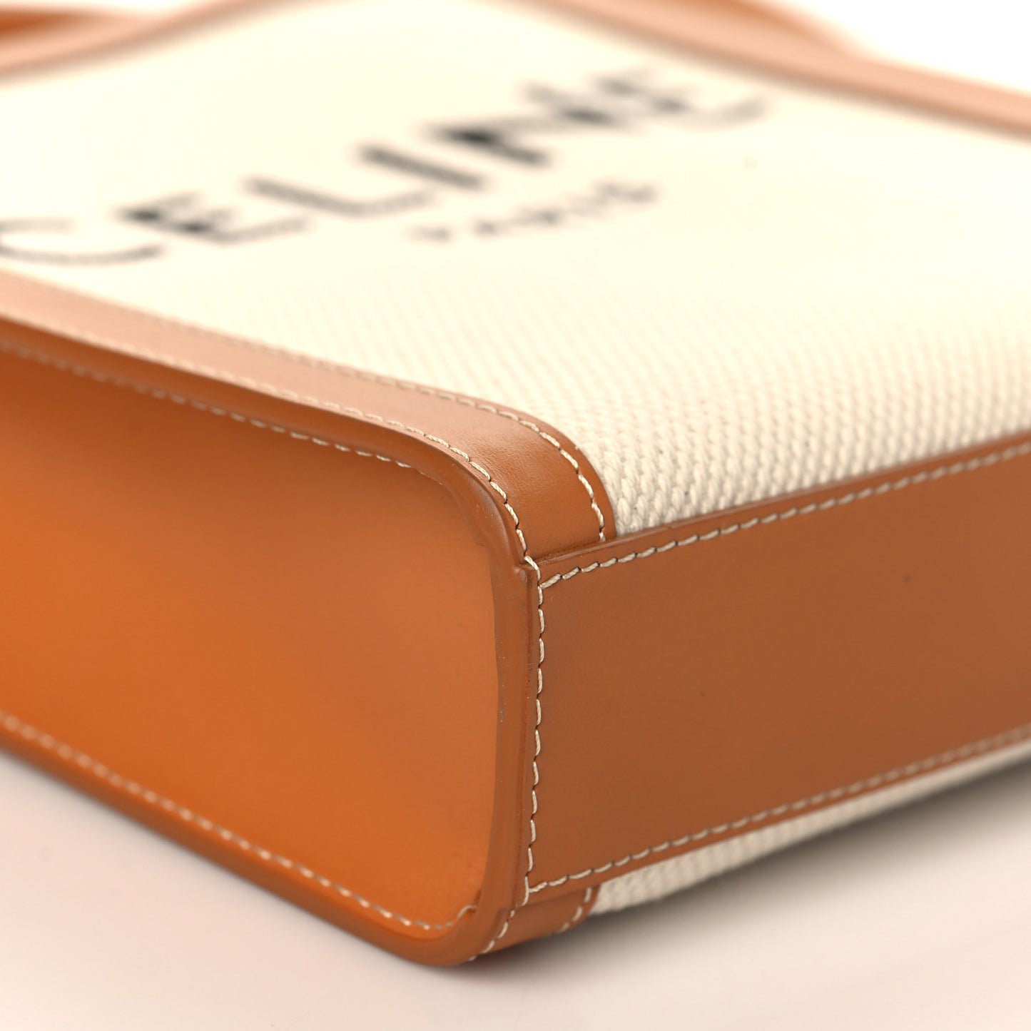 Canvas Calfskin Mini Vertical Cabas Natural Tan