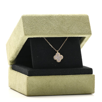 Van Cleef & Arpels 18K Yellow Gold Mother of Pearl Sweet Alhambra Pendant Necklace 6 of 6
