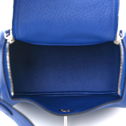 Hermes Taurillon Clemence Mini Lindy 20 Bleu Electrique 5 of 11