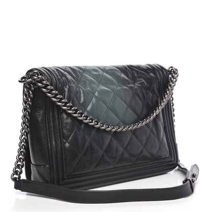 Chanel Goatskin Ombre Faded Quilted New Medium Boy Flap Dark Green 3 of 15