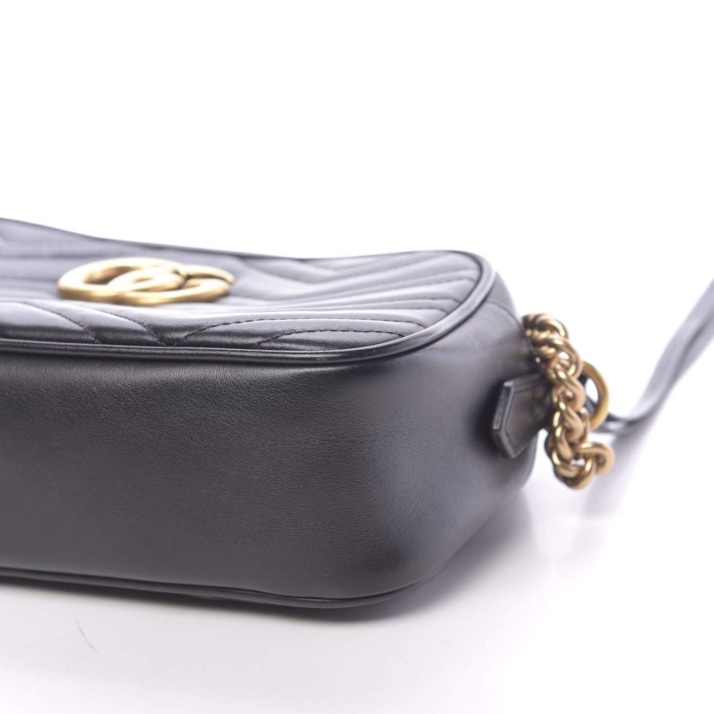 Calfskin Matelasse Small GG Marmont Chain Shoulder Bag Black