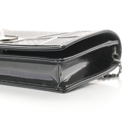 Christian Dior Metallic Patent Micro-Cannage Diorama Wallet on Chain Pouch Onyx Black 11 of 14