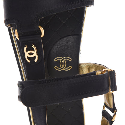 Chanel Satin CC Flat Sandals 41 Black Gold 9 of 12