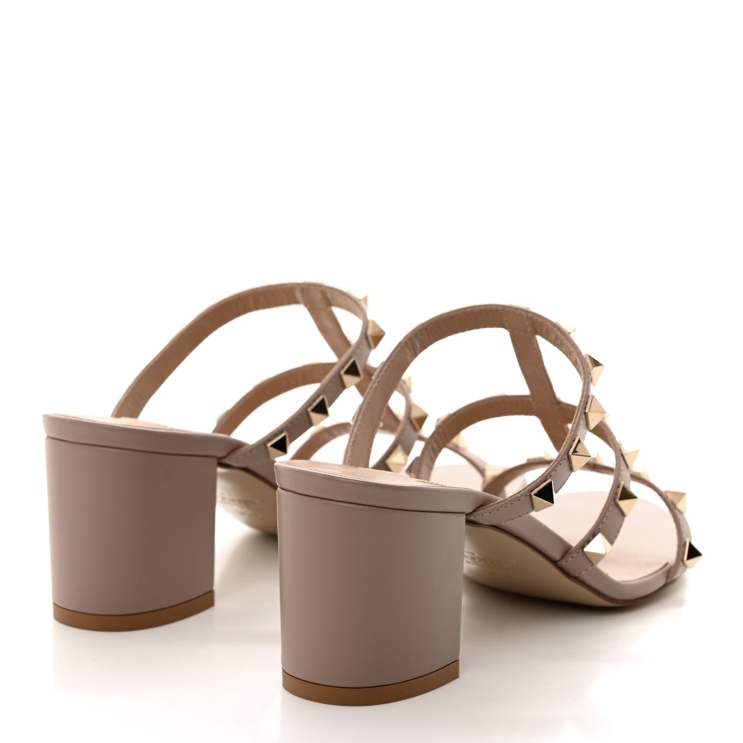 Valentino Garavani Calfskin Rockstud 60mm Caged Slide Sandals 35.5 Poudre 4 of 8