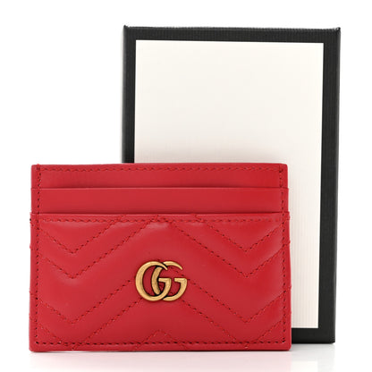 Gucci Calfskin Matelasse GG Marmont Card Holder Hibiscus Red 7 of 7