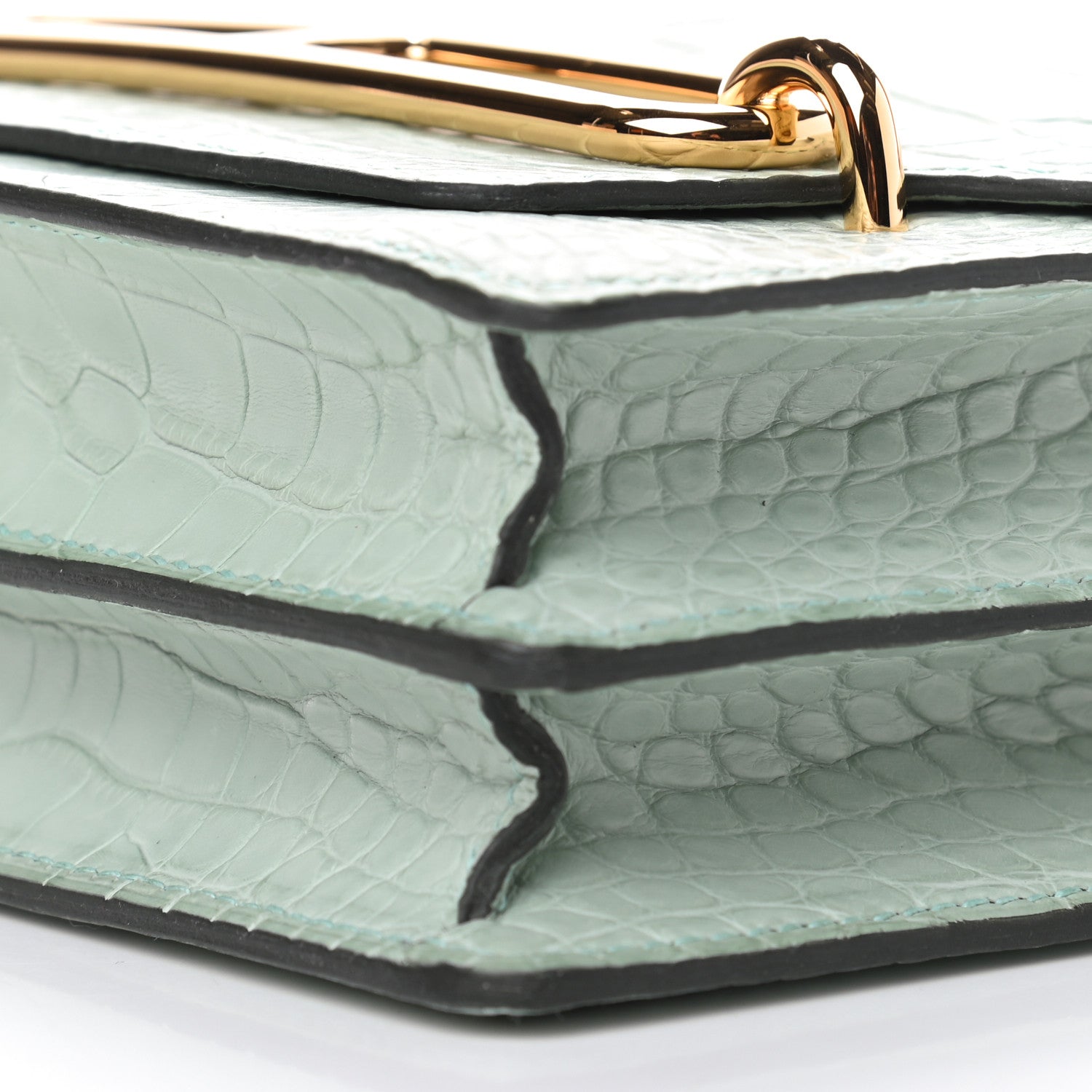 Hermes Matte Alligator Mini Sac Roulis Vert D’eau 9 of 9