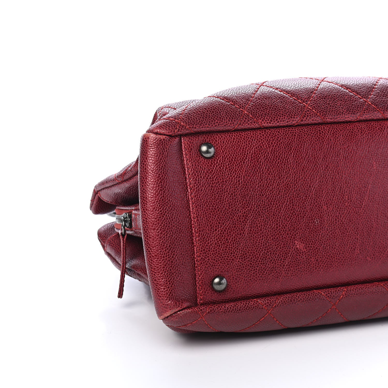 Chanel Iridescent Caviar Quilted Chic Shopping Tote Dark Red 7 of 8