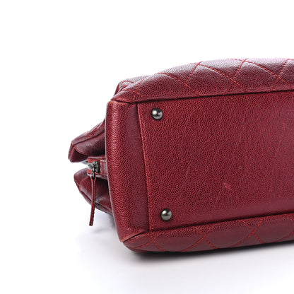 Chanel Iridescent Caviar Quilted Chic Shopping Tote Dark Red 7 of 8