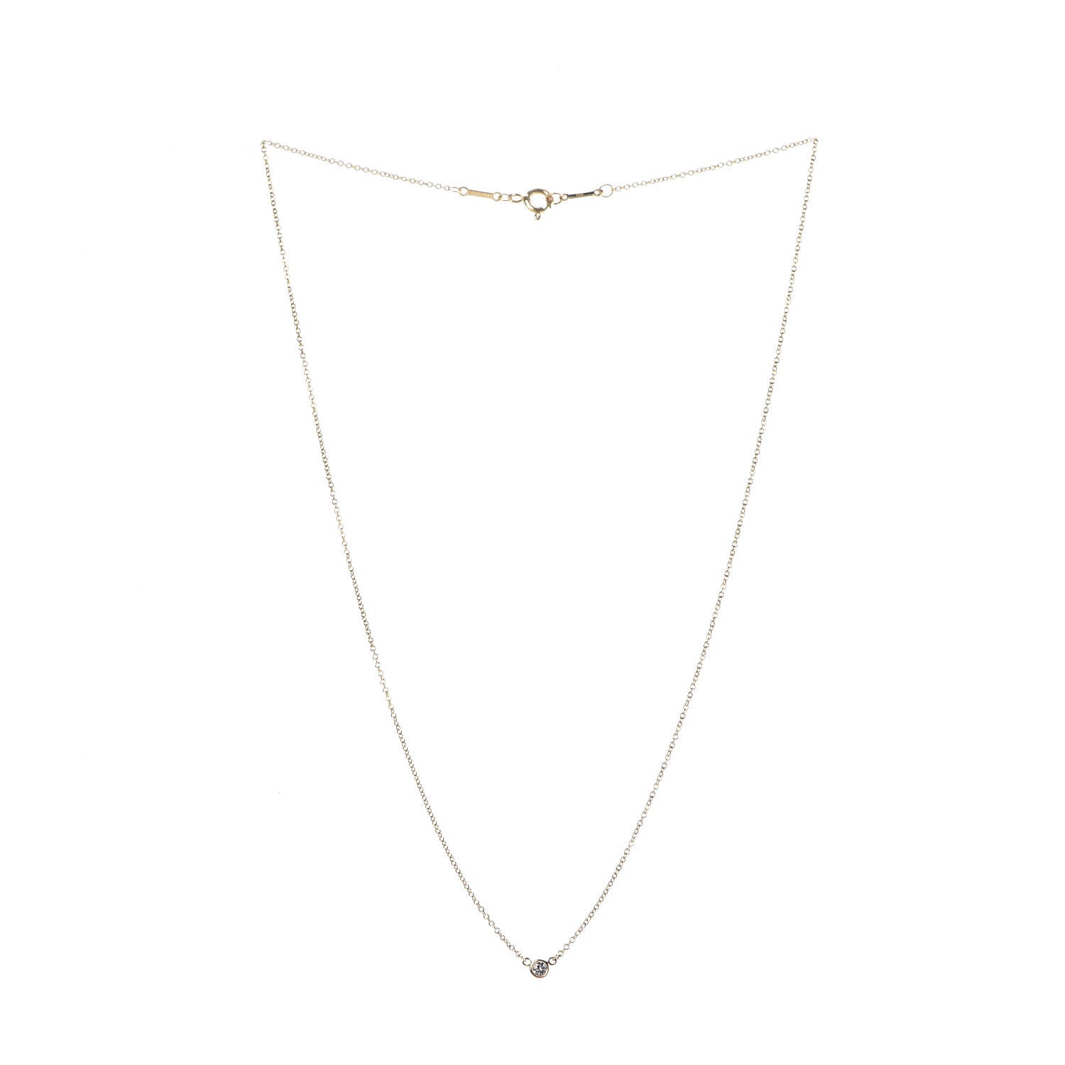 Tiffany 18K Yellow Gold Diamond .03ct Elsa Peretti Diamonds by the Yard Pendant Necklace 3 of 7