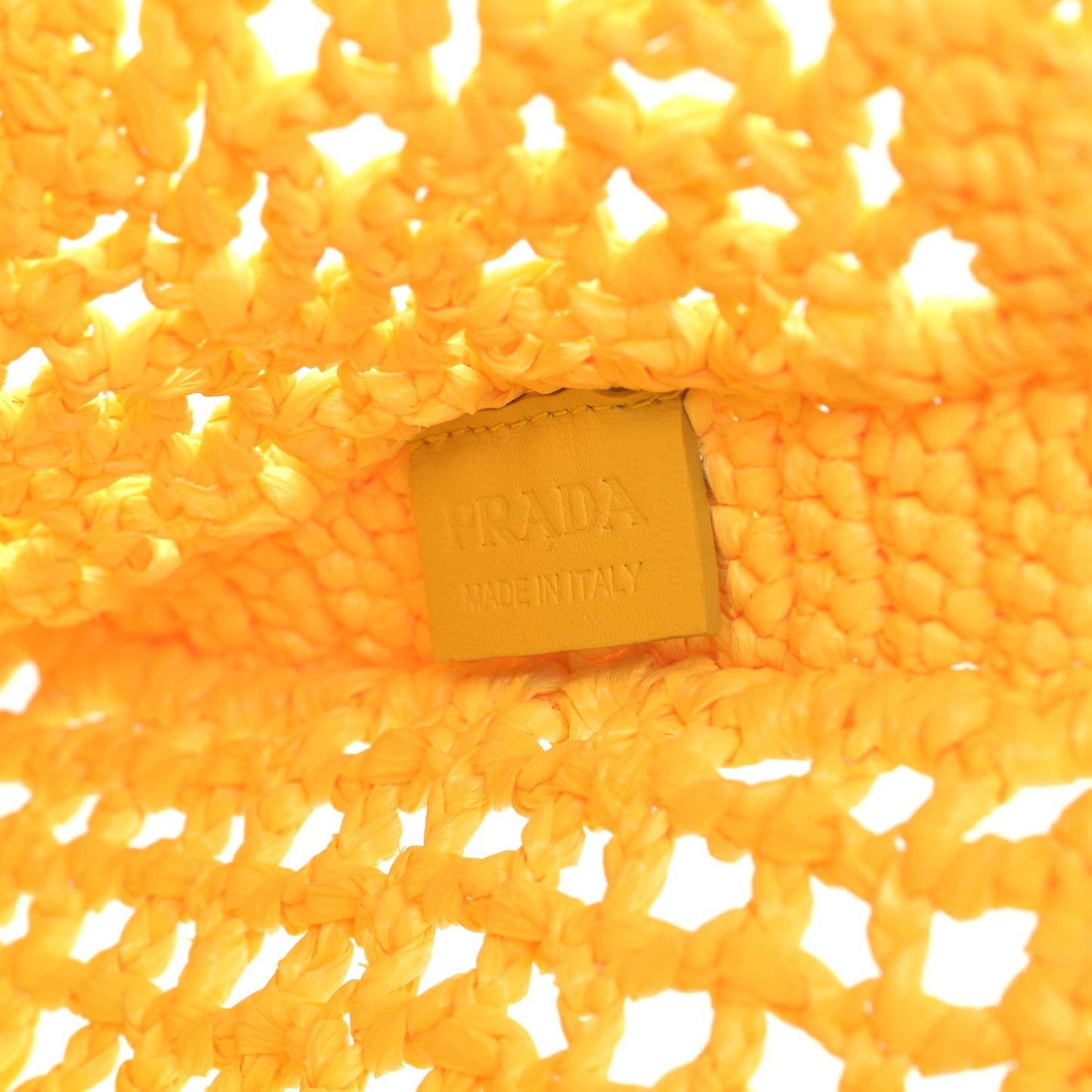 Yarn Raffia Effect Crochet Logo Embroidered Tote Bag Giallo