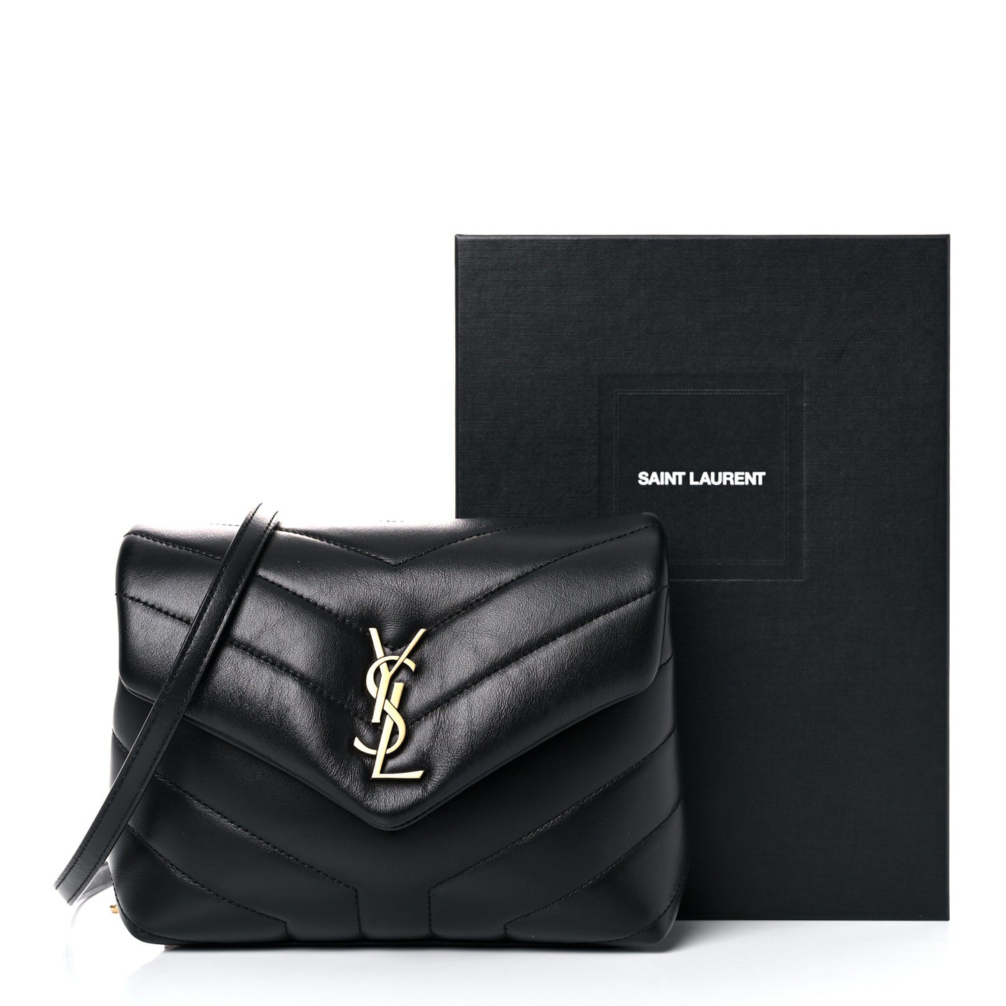 Calfskin Y Quilted Monogram Toy Loulou Crossbody Bag Black