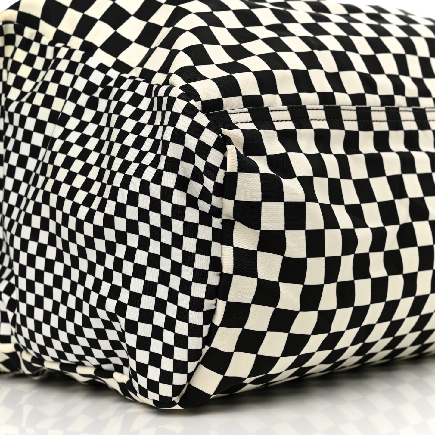 Nylon Checker Print Large Pandora Black White