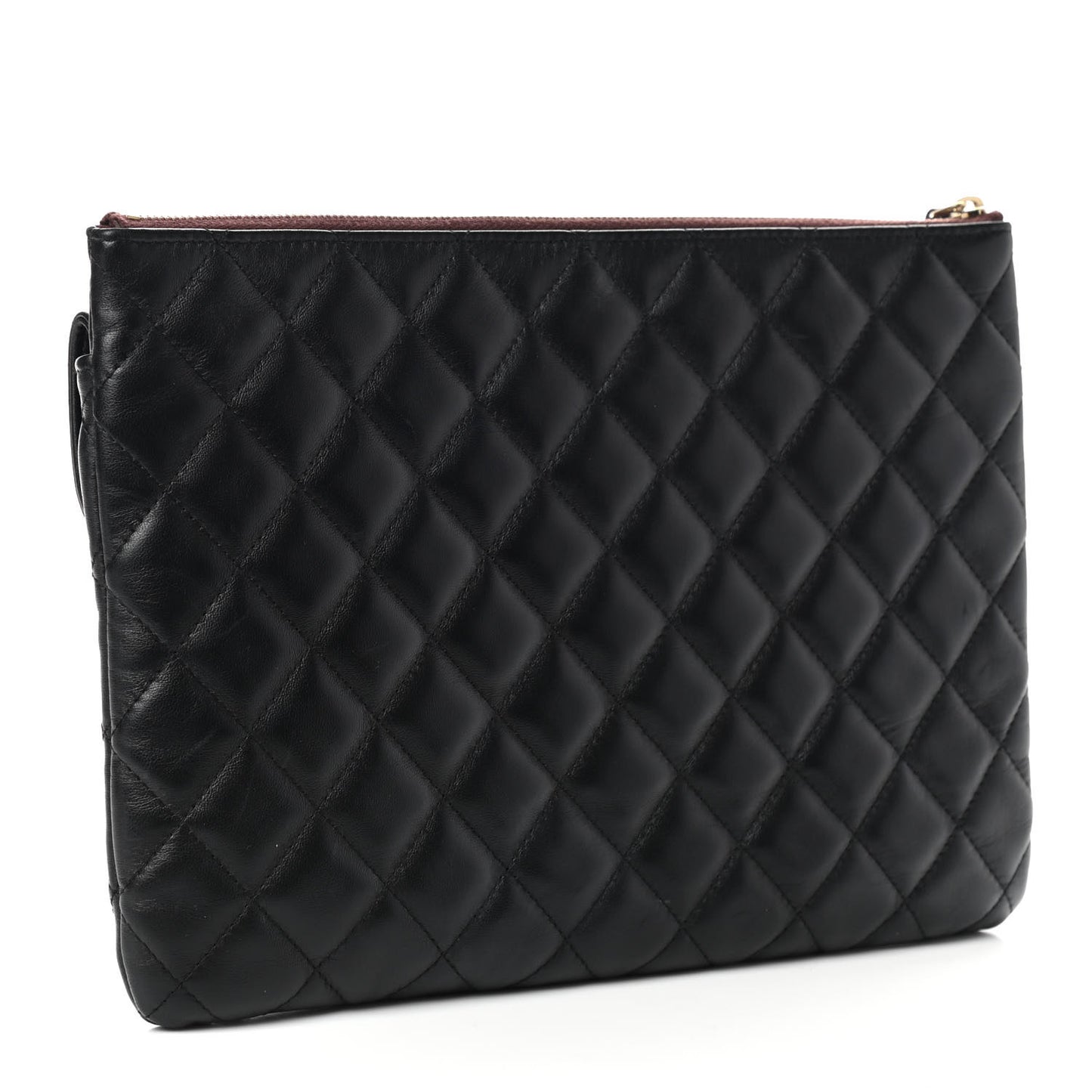 Lambskin Quilted Medium Flap Cosmetic Case Black