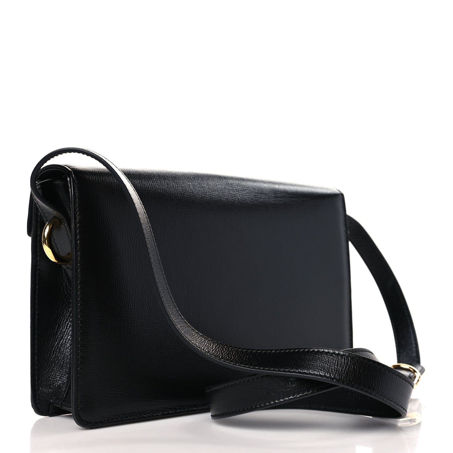 Textured Calfskin Small Torchon GG Ring Shoulder Bag Black
